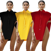Casual Women Shirt Sleeveless Solid Color Drawstring Hooded Crop Tank Top Autumn Clothes For Women Outfit