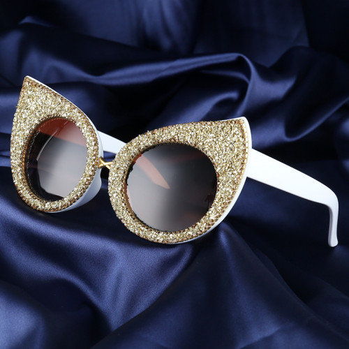Rhinestone sunglasses women's cat's eye sunglasses for women plastic frame fashion shades for women