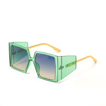 sunglasses square large frame metal mirror legs jelly-colored sunglasses female protective sunglasses goggles plastic glasses