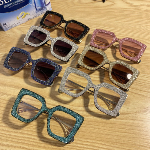 2022 New Glasses sunglasses Concert Bar Show Flash Diamond Color Metal Frame cat sunglasses for women
