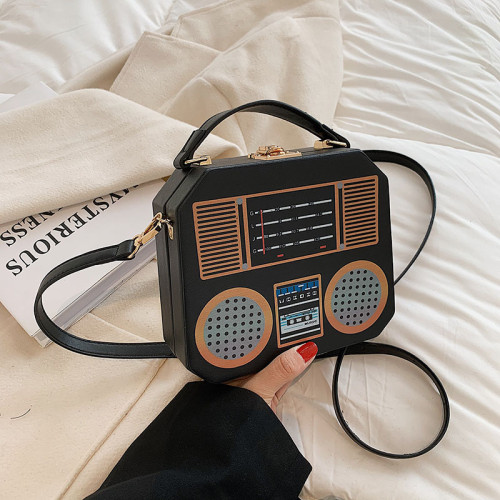 Fashion Ladies HandBag Personality Radio Style Box Shape Crossbody Bags For Women Pu Leather Harajuku Shoulder Messenger Bag