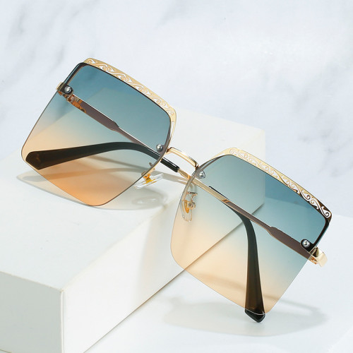 Luxury Rimless Sunglasses Women Hollow Out Carved Personality Out of The Ordinary Oculos De Sol Feminino UV400