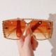 Oversized Crystal Sunglasses Women Bling Rhinestone Eyeglasses Sun Glasses for Lady Luxury Fashion Shade Gradient Glasses UV400
