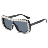 The New Luxury Rhinestone Fashion Women Sunglasses Women One-piece Hip Hop Sun Glasses Fashion Wear Stage Performance UV400