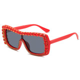 The New Luxury Rhinestone Fashion Women Sunglasses Women One-piece Hip Hop Sun Glasses Fashion Wear Stage Performance UV400
