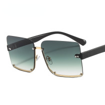 Fashion Rimless Rectangle Sunglasses Women Vintage Trend Gaya Moden Men Stage Performance Windproof Gafas De Sol