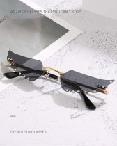 Fashion Angel wings Rimless Sunglasses Women Popularity Rhinestone Sun Glasses Halloween Stage performance UV400