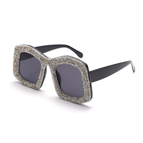 Oversized Square Frame Sunglasses Jelly Broken diamond Decorate Brand Designer Personality Fashion wear Wholesale UV400