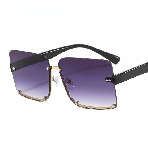 Fashion Rimless Rectangle Sunglasses Women Vintage Trend Gaya Moden Men Stage Performance Windproof Gafas De Sol