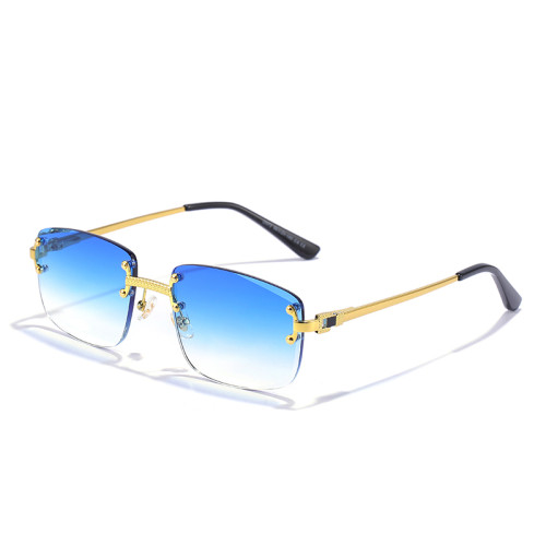 Gradient Lens Metal Sunglasses Rimless Square Purple High Quality Sun Glasses Women Rectangle 2022 Frameless Glasses For Men