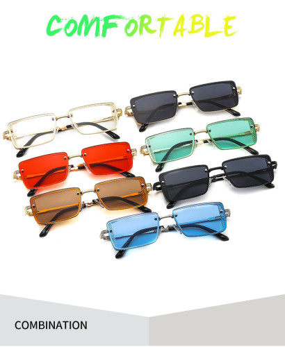 Fashion Personality Rectangle sunglasses Women Luxury eyeglasses Metal Spiral pattern Glasses legs Gradient UV400