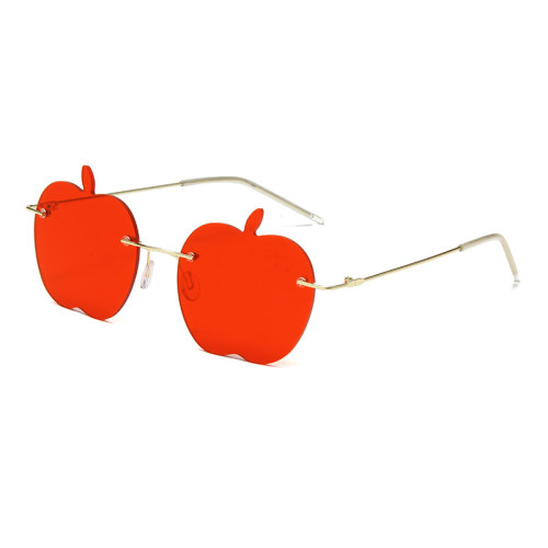 The New Cute Apple Shape Rimless Sunglasses Women Funny Hip Hop Adornment Party Stage Performance Popularity Gafas De Sol