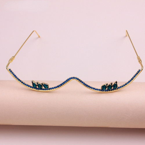 Fashion Lensless Half Frame Chain Pendant Eyewear Trend Women's Sun Glasses Alloy Frame Luxury Diamond Eyeglasses
