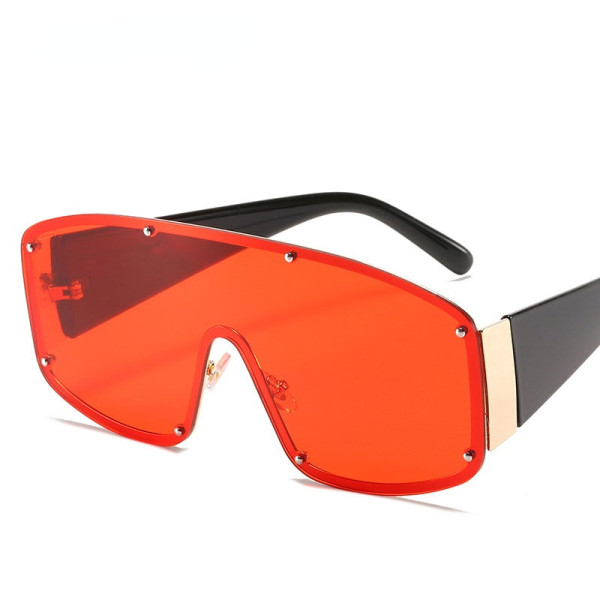 Fashion Personality Oversized One-piece Sunglasses Women Rivet Goggles Thick temples Popularity Outdoor tourism UV400