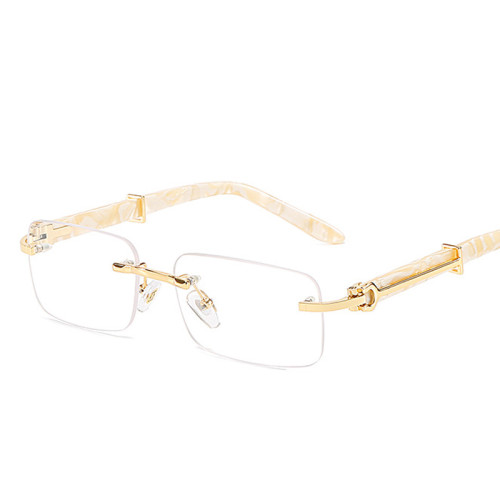 Fashion Rectangle Rimless Sunglasses Men Wood High Quality Luxury Brand Designer Trendy Classic Frameless Sun Glasses Uv400