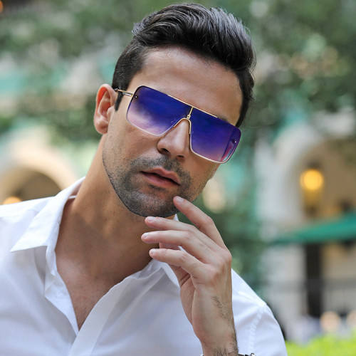 Oversized Square Gradient Sunglasses Men Luxury Brand Designer  Mental Frame Sun Glasses Women Vintage Lentes De Sol