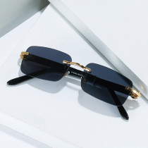 Fashion Rectangle Rimless Sunglasses Men Wood High Quality Luxury Brand Designer Trendy Classic Frameless Sun Glasses Uv400