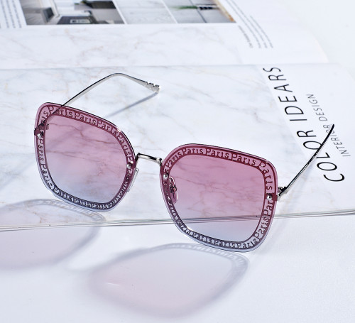 2022 Square Rimless Sunglasses Women  Paris Luxury Sun glasses Man Brand Fashion Letter Hollow Out Vintage INS Glasses