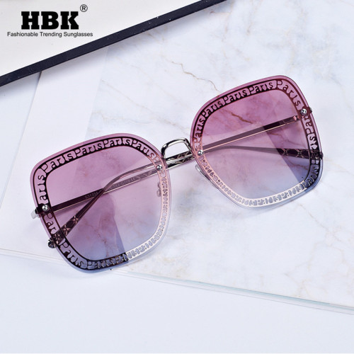 2022 Square Rimless Sunglasses Women  Paris Luxury Sun glasses Man Brand Fashion Letter Hollow Out Vintage INS Glasses