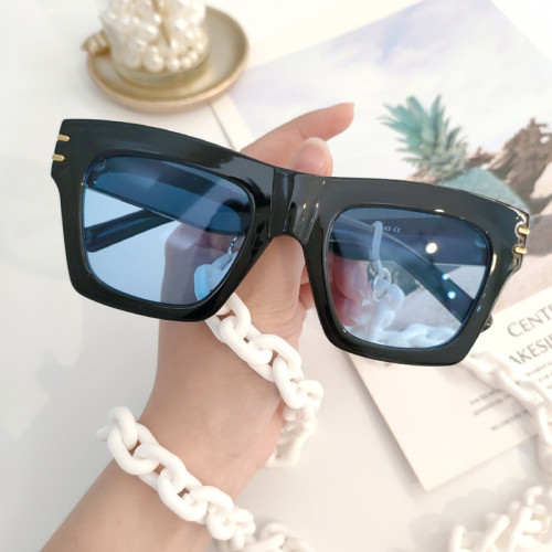 2022 Fashion New Women Oversized Square Sunglasses Luxury Brand Designer Ladies Sun Glasses Vintage Shades UV400 Eyewear Chain