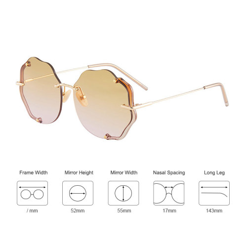 2022 Fashion Rimless Oval Sunglasses For Women Ladies  New Luxury Brand Design Gold Gradient Lens Travel Driving Sun Glasses