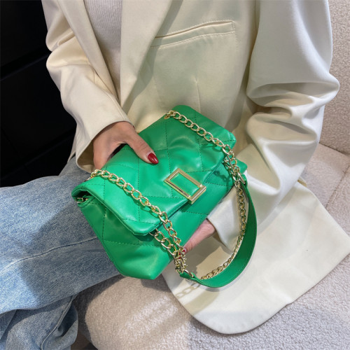 Square Buckle Small Soft Quilted PU Leather Crossbody Bags for Women 2022 In Trend Long Belt Branded Chain Shoulder Handbags