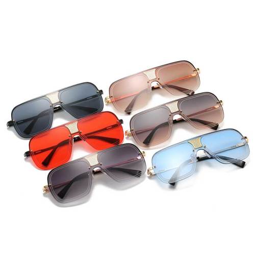 Fashion Unique Frame Rimless Square Sunglasses Oversize One Piece Sun Glasses Double Bridge Glasses UV400 Oculos De Sol