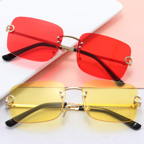 Rimeless Cutting Edge Sunglasses Women Square Sunglass Vintage Female Brand Design Eyewear Gradient Shades UV400 Sun Glass