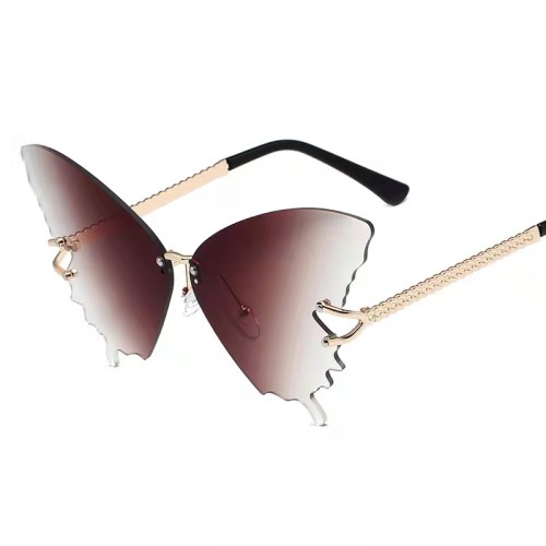 New Arrivals Butterfly Rimless Sunglasses For Women And Man Progressive Shade Fashion Trend And Classical All Matching Sunglass