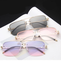 Square Rimless Sunglasses Men's And Women's Gradient Sunglasses Brand Designer Big Frame Retro Trend Oculos Feminino