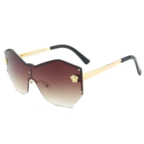 2022 new fashion one mirror sunglasses men and women rimless luxury gradient lens metal frame irregular shape brand goggles