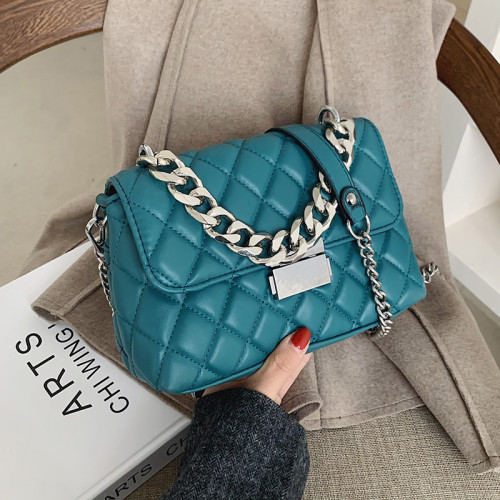 Brand Designer Fashion Women's Silver Chain Small Flap Crossbody Bag 2022 Winter Shoulder Handbags High Quality PU Leather Totes