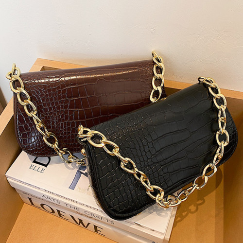 Metal Chain Mini Shoulder Bags For Women Stone Pattern Leather Ladys Brand Handbag And Purse Vintage Female Flap Shoulder Purse