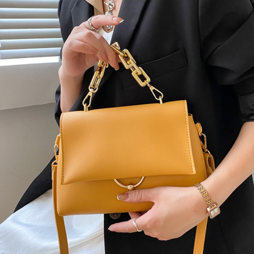 Women Bags Metal Chain Soft Leather Satchels High Quality Women Bags Solid Color Flap Crossbody Bag Ladys Handbags For Women New