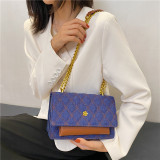Classic Flap Bags For Women Square Denim Shoulder Bags Luxury Chain Crossbody Bags Lady Multi Pocket Vintage Messenger Purse