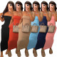 Casaul Women Long Dress Strapless Off Shoulder Skinny Fitness Solid Color Summer Clothes For Women