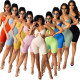 Ribbed Cut Out Workout Skinny Women Rompers 2021 Casual Strap Active Wear Shorts Playsuits One Piece Streetwear One Piece Outfit