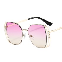 2022 New Arrival Fashion Cat Eye Sunglasses Women Luxury Brand Designer Elegant Diamond Lady Decorate Gradient Lens Alloy Frame