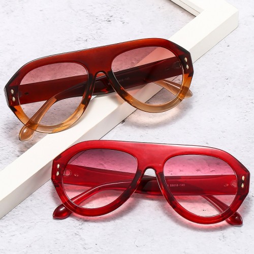 2022 New Fashion Shield Sunglasses Women Men Oval Gradients Lens PC Frame Vintage Trend Casual Style Eye Protection UV400