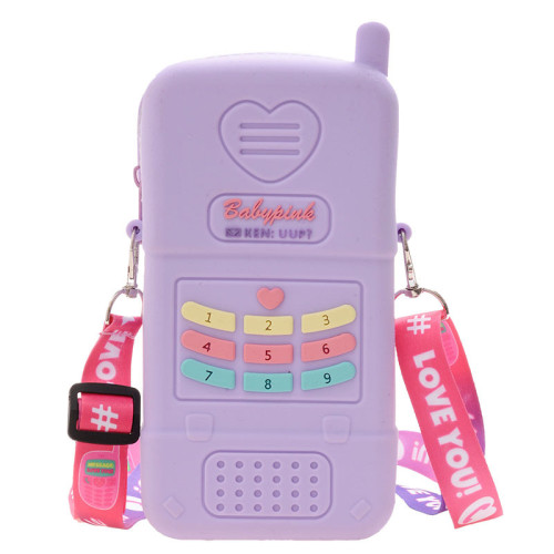 Cute And Fun Phone Style Shoulder Bag Novel Jelly Purses and Handbags for Women Cartoon Young Girl Crossbody Bag Pink Purple