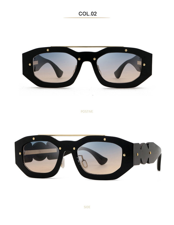 Vintage Modern Double Beam Rivets Sunglasses Women New Retro Celebrity Square Sun Glasses Fashion For Female Shades oculos 2022