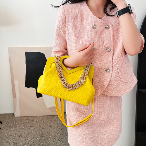 New Fashion Brand Crossbody Bag Shell Design Thick Chain Shoulder Bag Girl's Messenger Clutch Heart Shaped Wooden Handle Handbag
