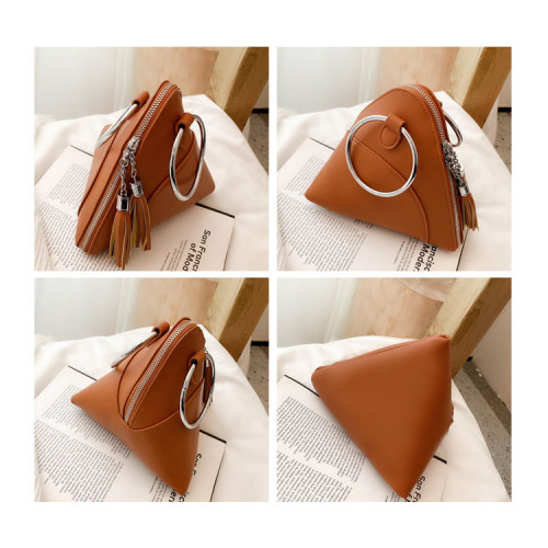 Mini Triangle Tote Ladies Tassel Round Metal Handle Purses Pyramid Shaped Designer Hand Bags Evening Party Women Day Clutch Bag