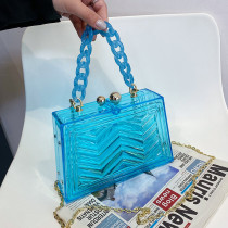 Transparent Acrylic Chain  Box Jelly Handbags Clear PVC Diamond Lattice Shoulder Bolsas 2021 Trendy Quilted Crossbody Tote Sac