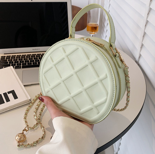Small Embossed Round Ladies Chains Shoulder Messenger Bags 2022 Mini Candy Color Clutch Totes Circular Purses and Handbags