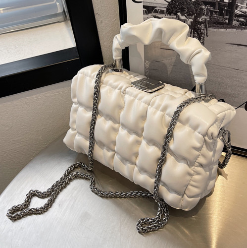 2022 Ruched Chains Ladies Sling Bags Brand Designer Luxury Handbags For Women Wrinkled Tote Girls Box Purses Sac a Main Femme