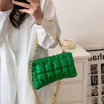 Beaded Chain Handle Bag Female Retro Fabric Luxury Shoulder Bag New Fashion Shopper Puff Pleated Down Bag Summer Envelope Clutch