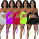 Mesh See Through 2 Piece Sets Womens Outfits Sling Hanging Neck Mini Skirt Birthday Dress For Women Sexy Festival Clothing