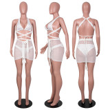 Set Summer Dress 2022 Beach Outfits For Women Sexy Swimwear Mesh Skirt Women Clothing 3 Piece Sets Swimsuit