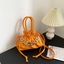 Soft PU Leather Dumpling Bag INS Pleated Drawstring Crossbody Shoulder Bucket Handbag Ladies Fold Cloud Totes Pouch